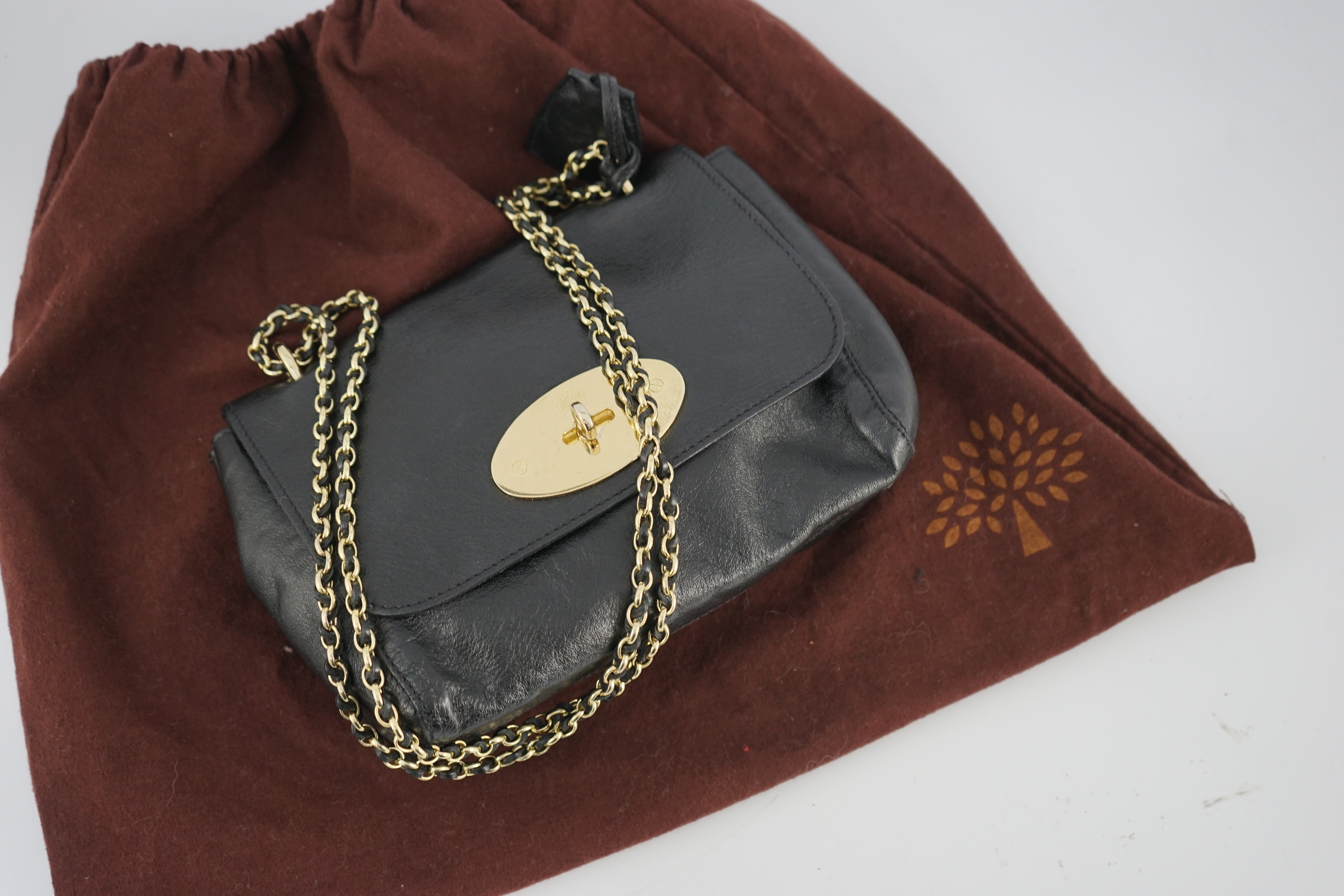 A Mulberry small Lily black leather handbag width 20cm, depth 6cm, height 14cm